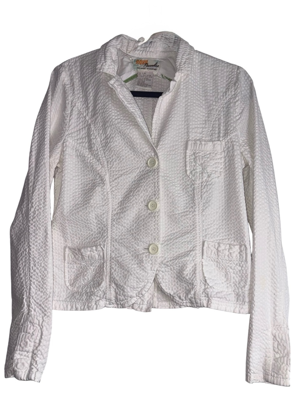 Roxy Paradise White Textured Three-Button Women's Jacket